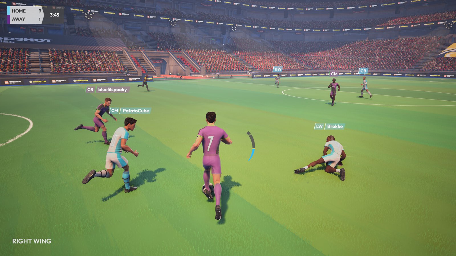 Official Strikers Club screenshot showing a forward attacking the goal