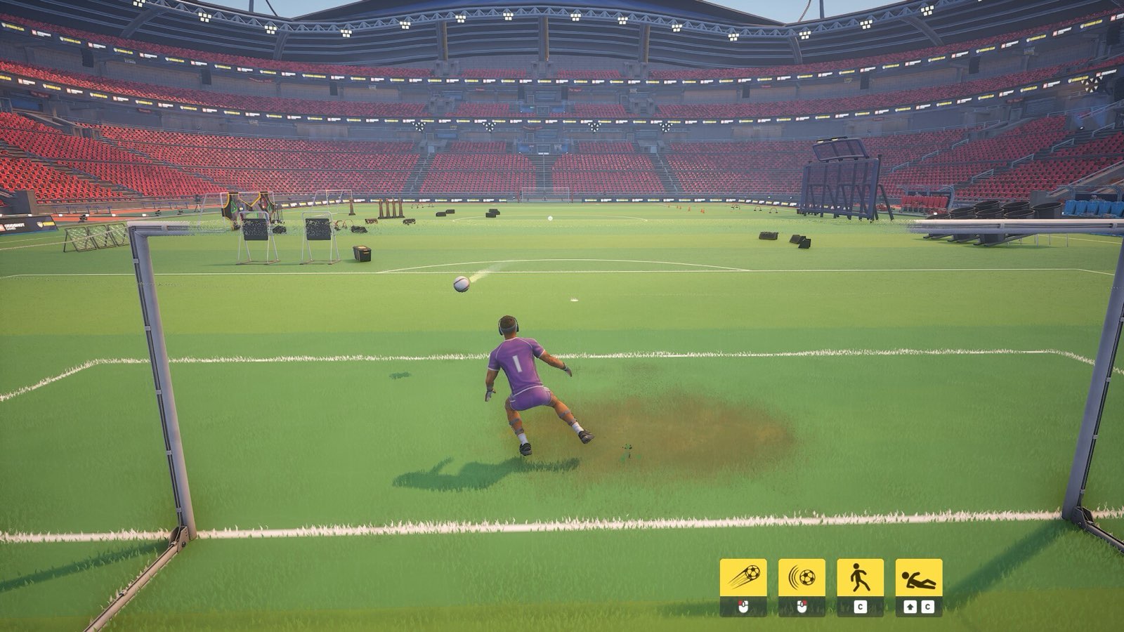 Official Strikers Club screenshot showing a football match inside a stadium