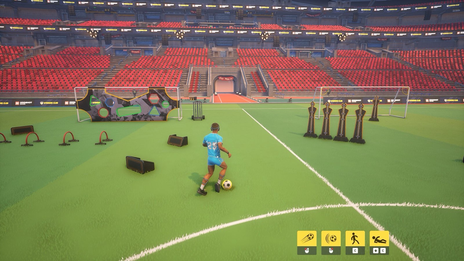 Official Strikers Club screenshot showing players gathering on the football pitch